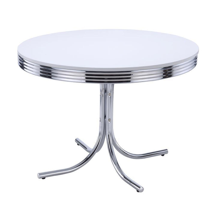 Retro - 5 Piece Round Dining Table Set - White And Red 5 - Piece Dining Room Set modern furniture Contempo Furniture