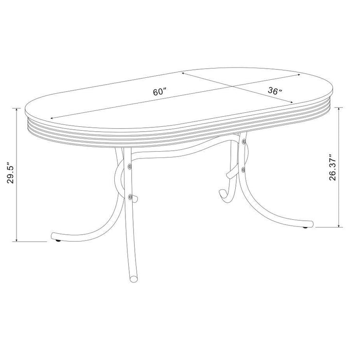 Retro - Oval Wood Top Dining Table - White And Chrome Dining Table modern furniture Contempo Furniture
