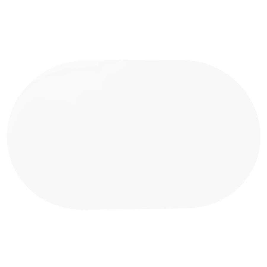 Retro - Oval Wood Top Dining Table - White And Chrome Dining Table modern furniture Contempo Furniture