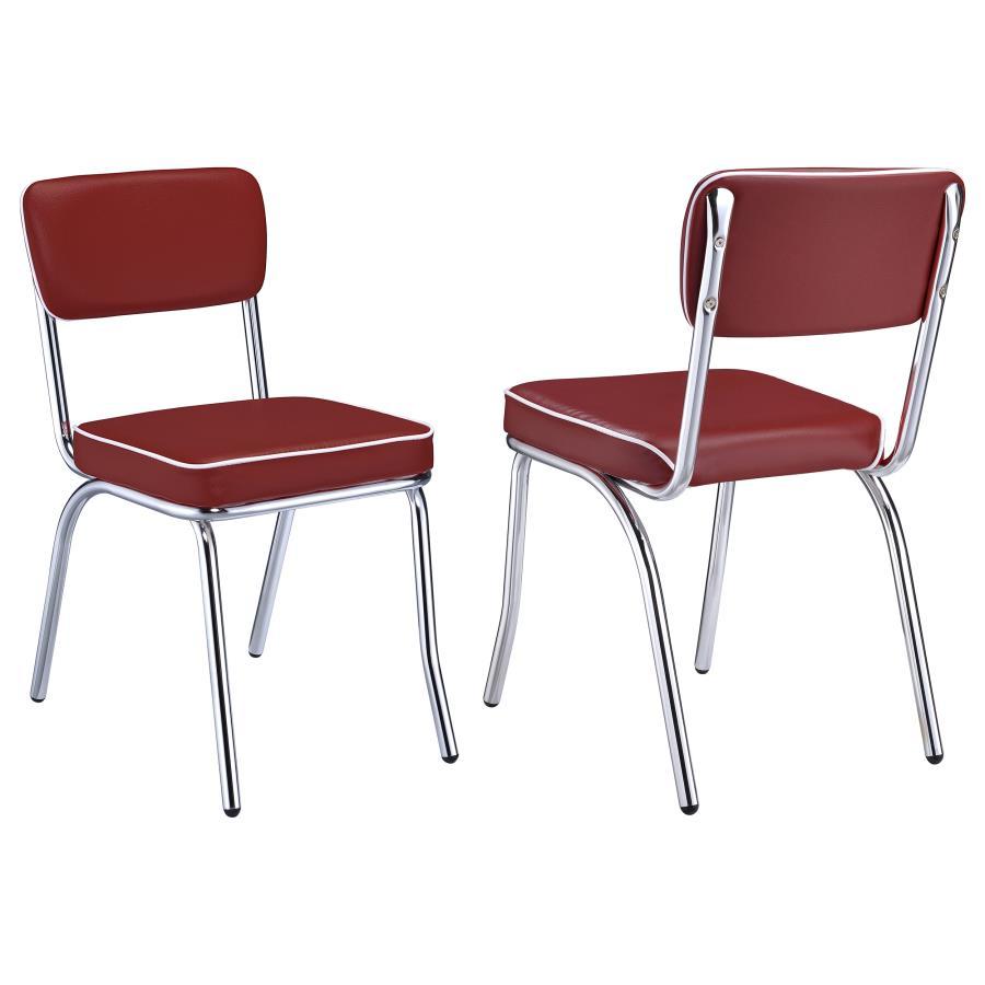 Retro - Upholstered Dining Side Chair (Set of 2) - Red Chair Set modern furniture Contempo Furniture