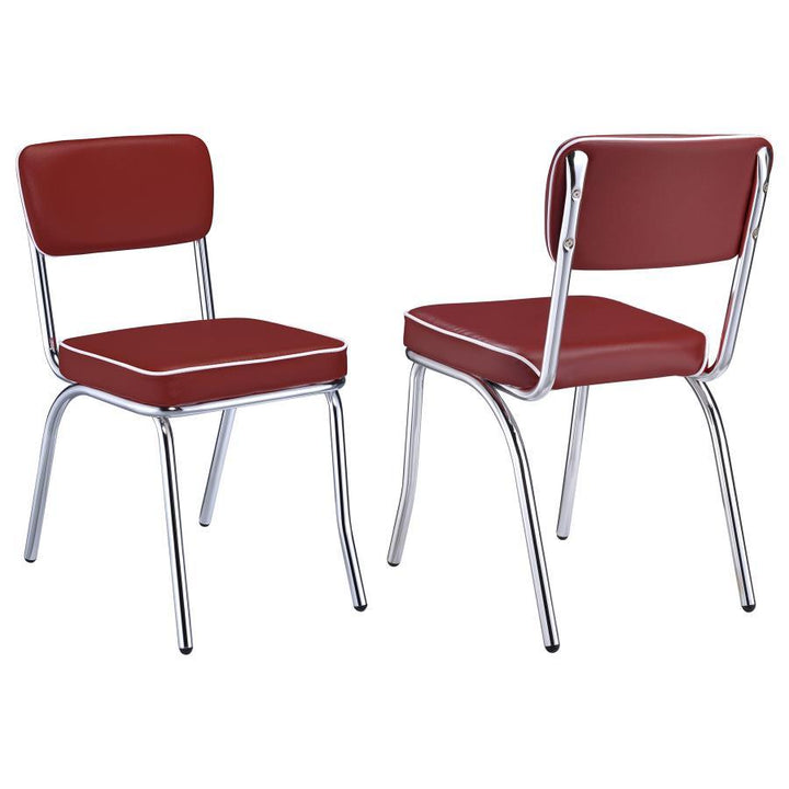 Retro - Upholstered Dining Side Chair (Set of 2) - Red Chair Set modern furniture Contempo Furniture