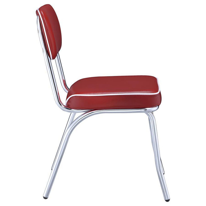 Retro - Upholstered Dining Side Chair (Set of 2) - Red Chair Set modern furniture Contempo Furniture