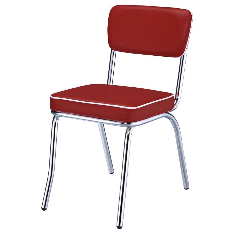 Retro - Upholstered Dining Side Chair (Set of 2) - Red Chair Set modern furniture Contempo Furniture