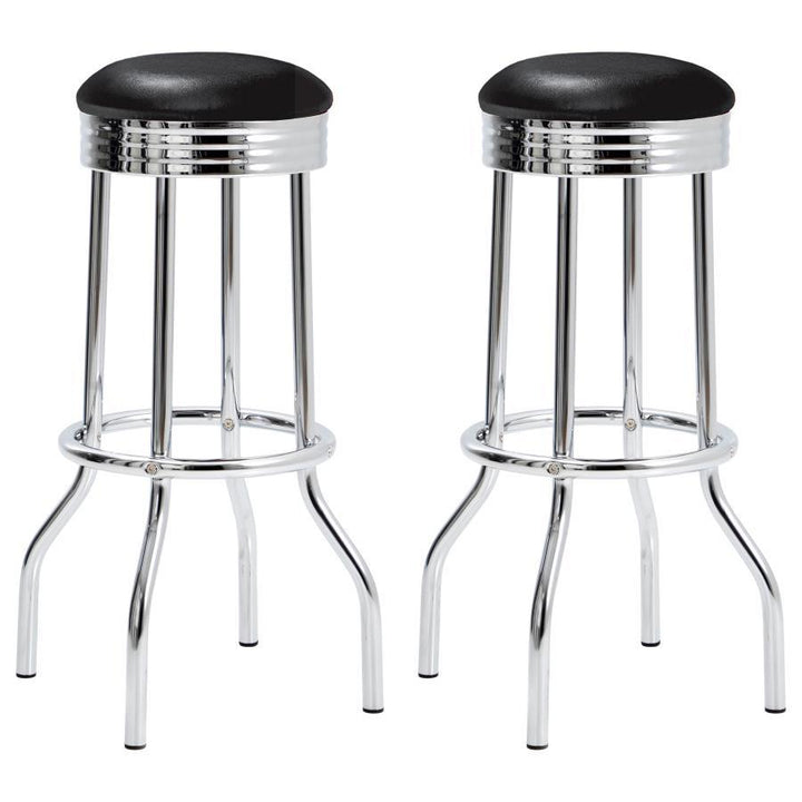 Retro - Upholstered Metal Swivel Bar Stool (Set of 2) - Black Stool Set modern furniture Contempo Furniture
