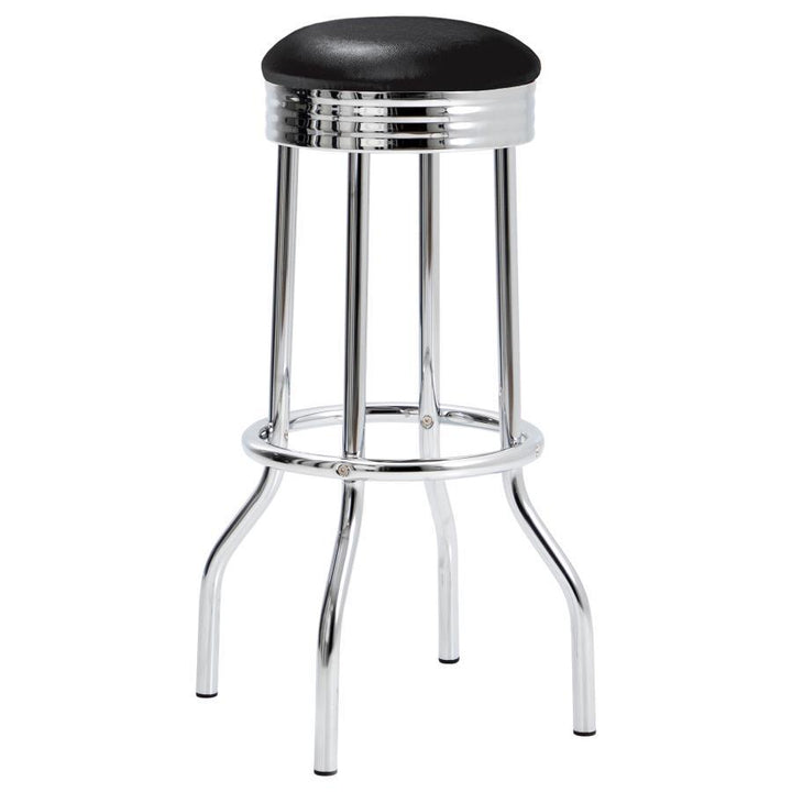 Retro - Upholstered Metal Swivel Bar Stool (Set of 2) - Black Stool Set modern furniture Contempo Furniture