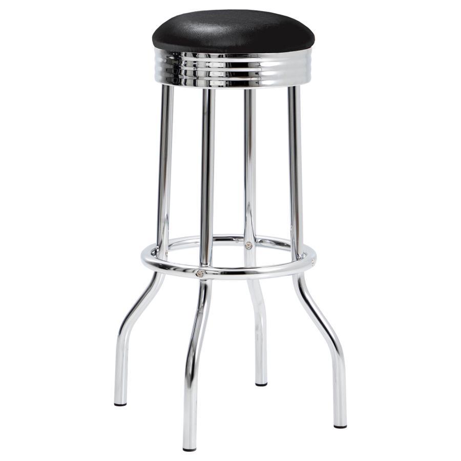 Retro - Upholstered Metal Swivel Bar Stool (Set of 2) - Black Stool Set modern furniture Contempo Furniture
