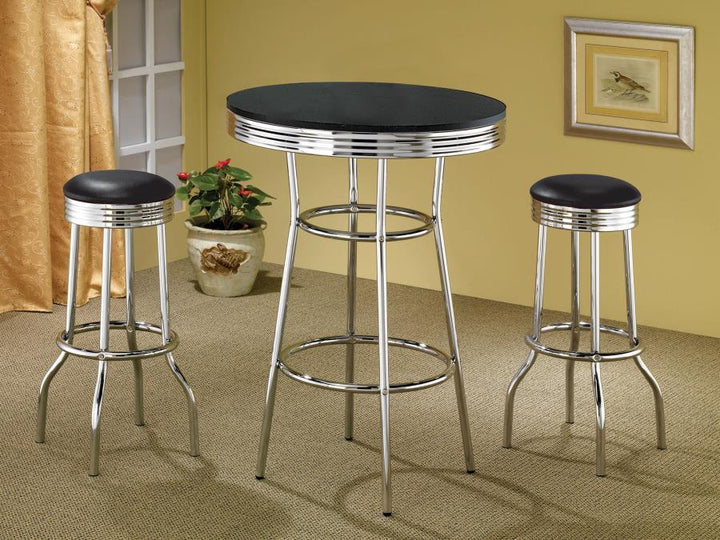 Retro - Upholstered Metal Swivel Bar Stool (Set of 2) - Black Stool Set modern furniture Contempo Furniture
