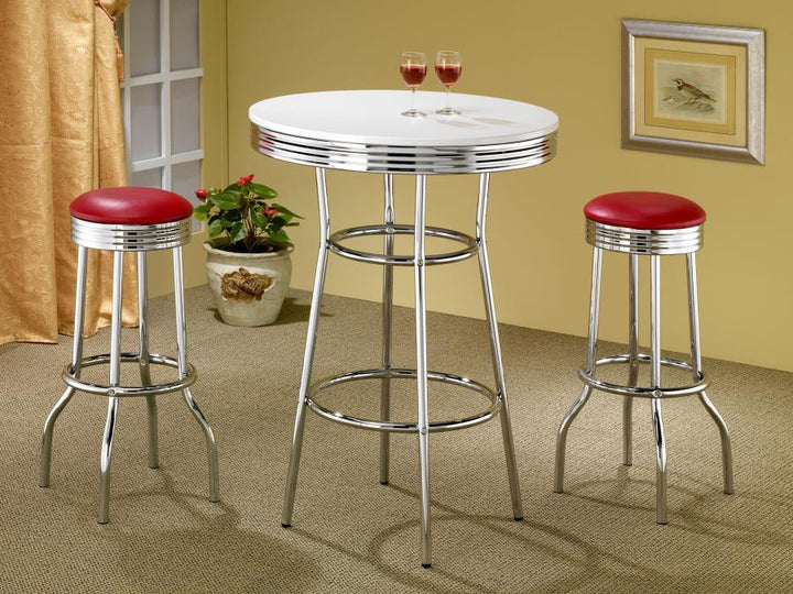 Retro - Upholstered Metal Swivel Bar Stool (Set of 2) - Red Stool Set modern furniture Contempo Furniture