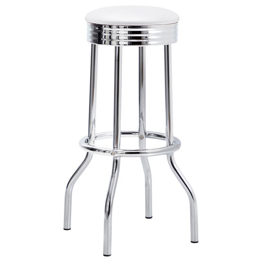 Retro - Upholstered Metal Swivel Bar Stool (Set of 2) - White Stool Set modern furniture Contempo Furniture
