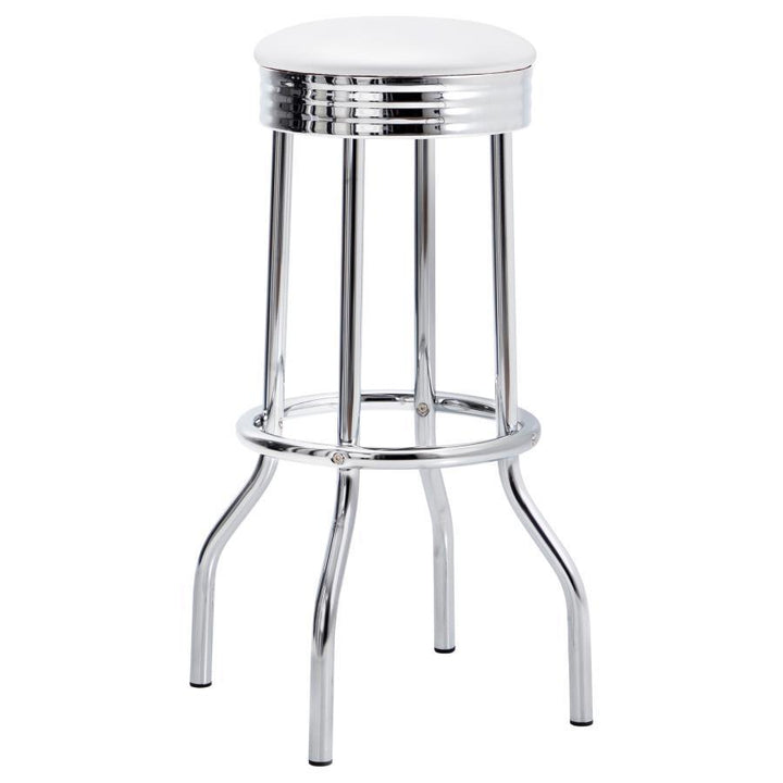 Retro - Upholstered Metal Swivel Bar Stool (Set of 2) - White Stool Set modern furniture Contempo Furniture