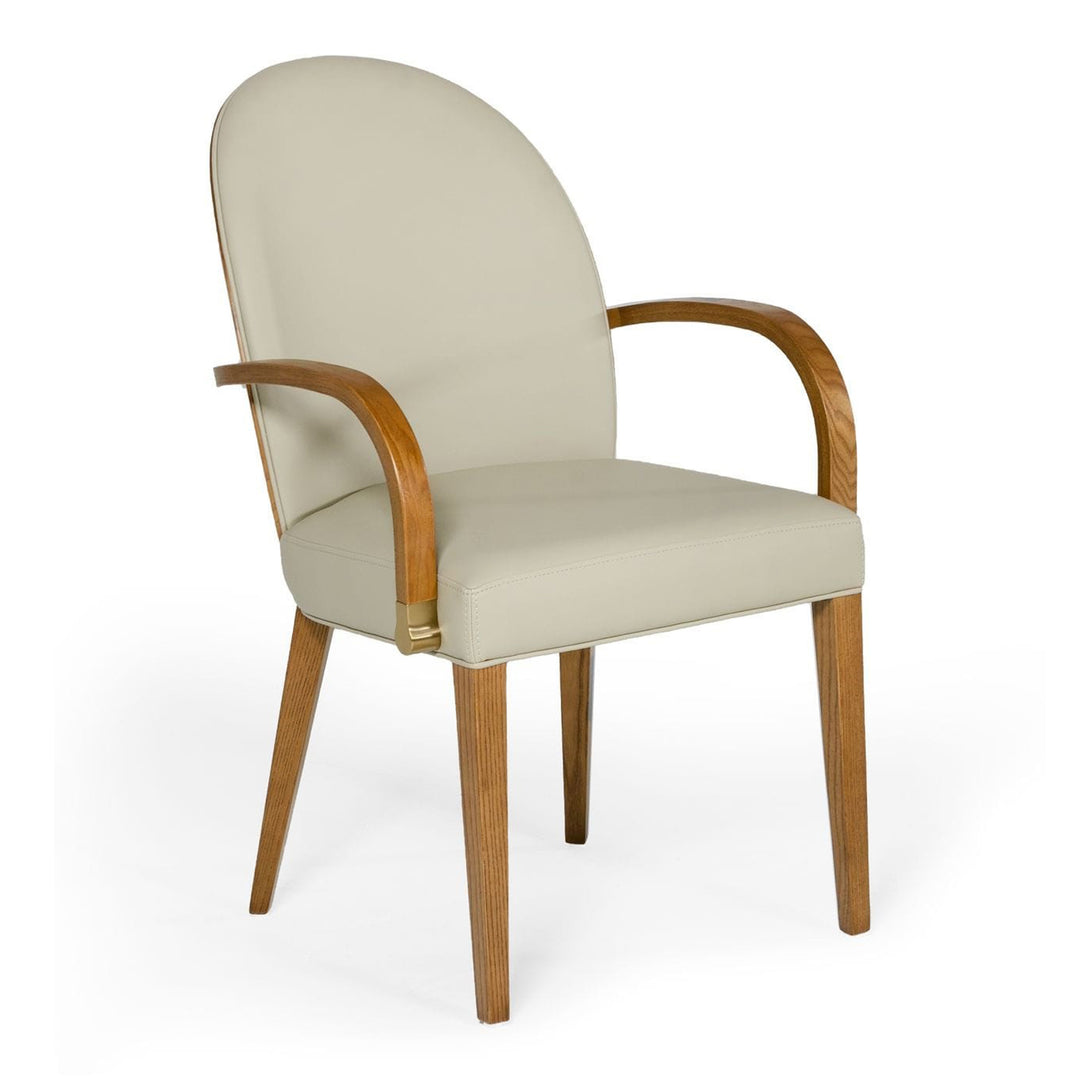 Rexford Modern Taupe & Walnut Dining Armchair