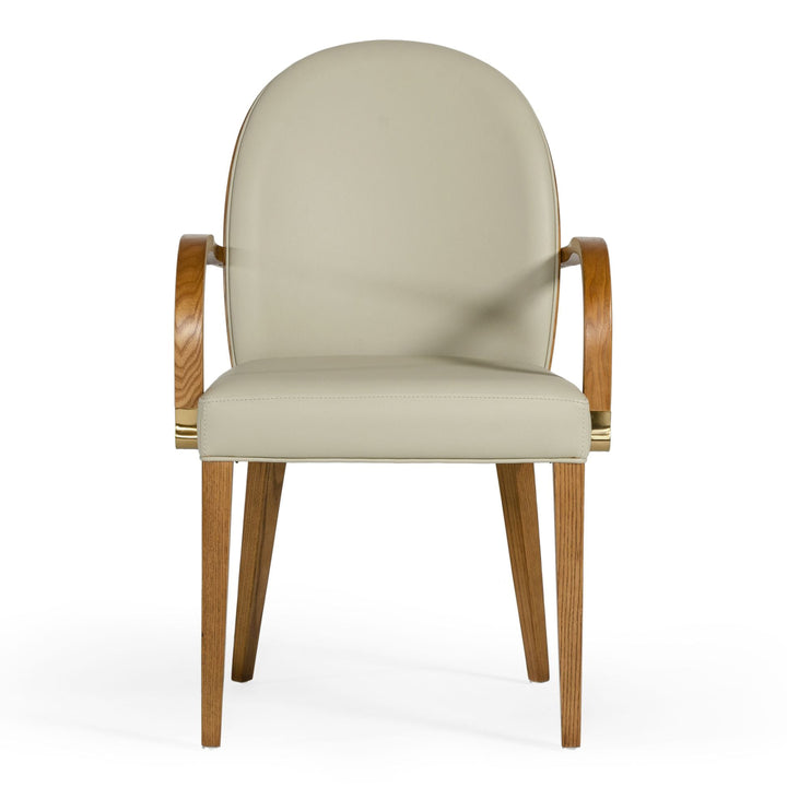 Rexford Modern Taupe &amp; Walnut Dining Armchair