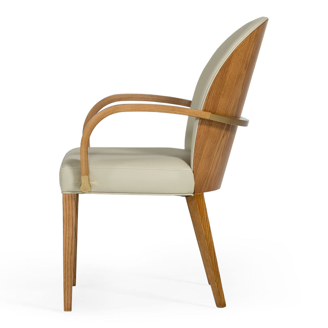 Rexford Modern Taupe & Walnut Dining Armchair
