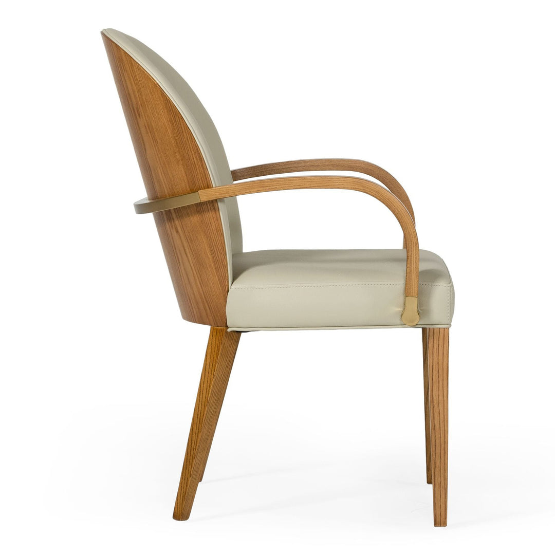 Rexford Modern Taupe & Walnut Dining Armchair