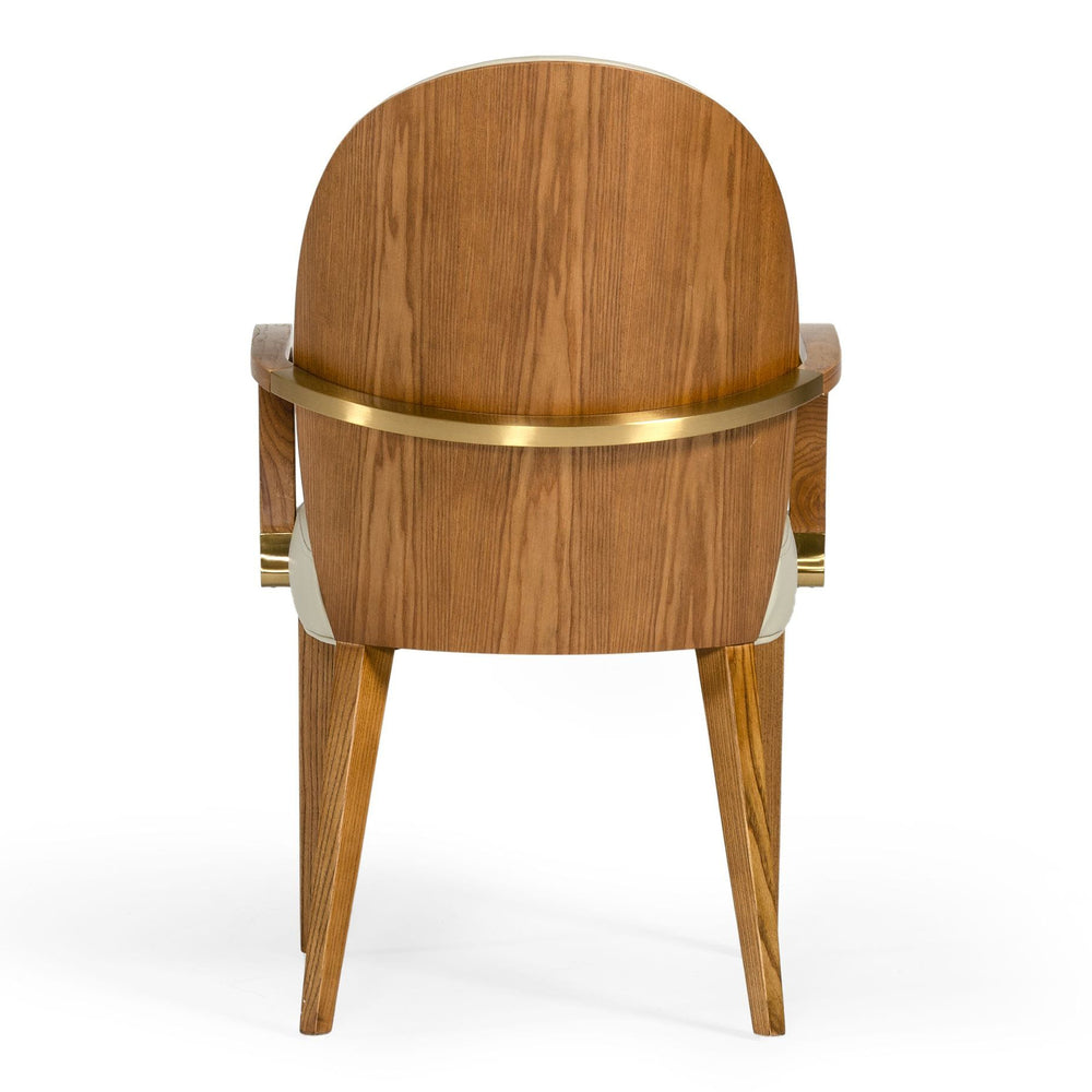 Rexford Modern Taupe & Walnut Dining Armchair - View 9