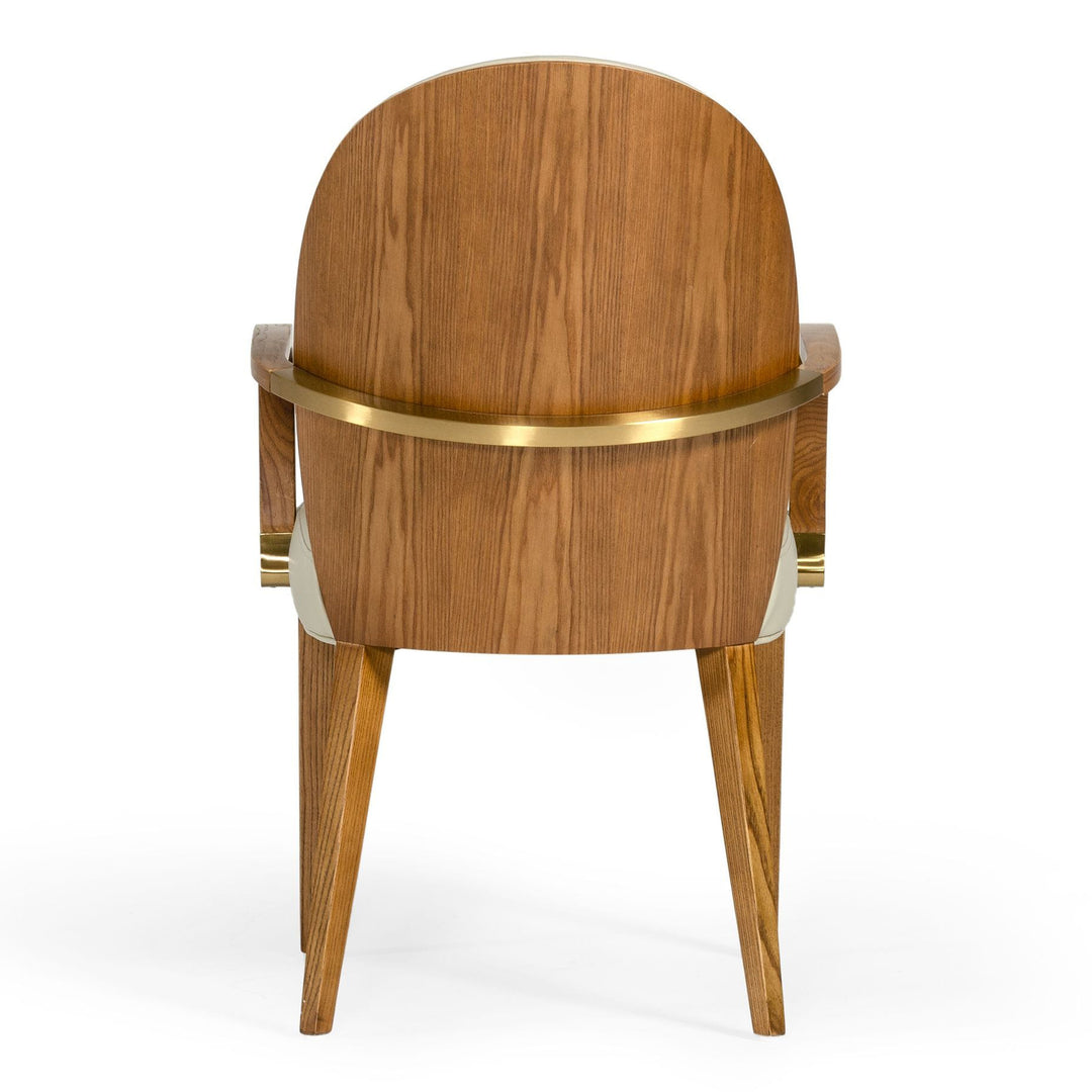 Rexford Modern Taupe & Walnut Dining Armchair