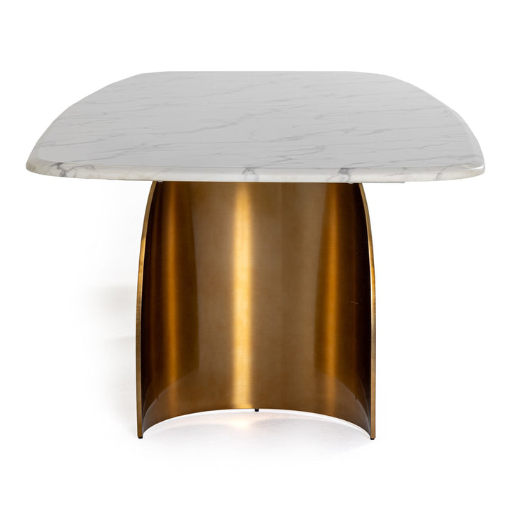 Reynold - Glam Faux Marble + Gold Stainless Steel Dining Table