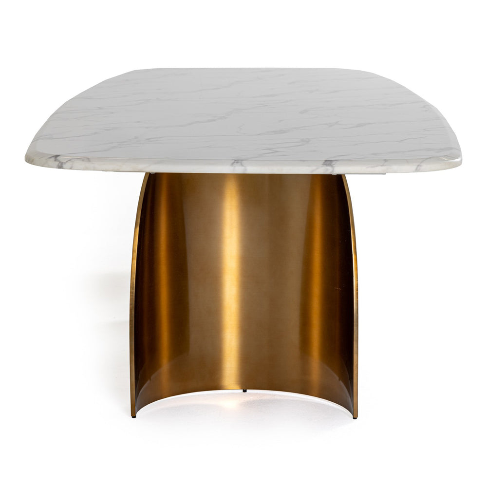 Reynold - Glam Faux Marble + Gold Stainless Steel Dining Table