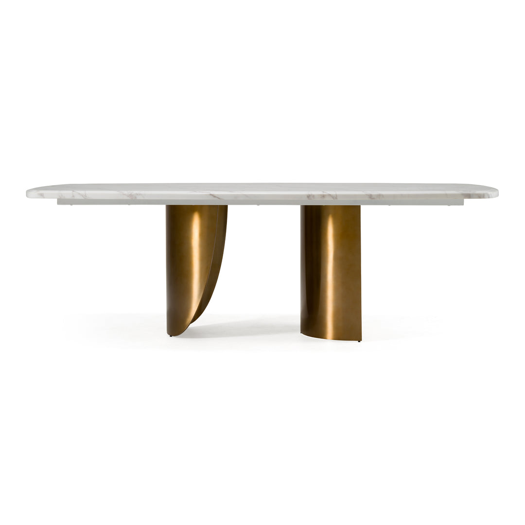 Reynold - Glam Faux Marble + Gold Stainless Steel 94-Inch Dining Table