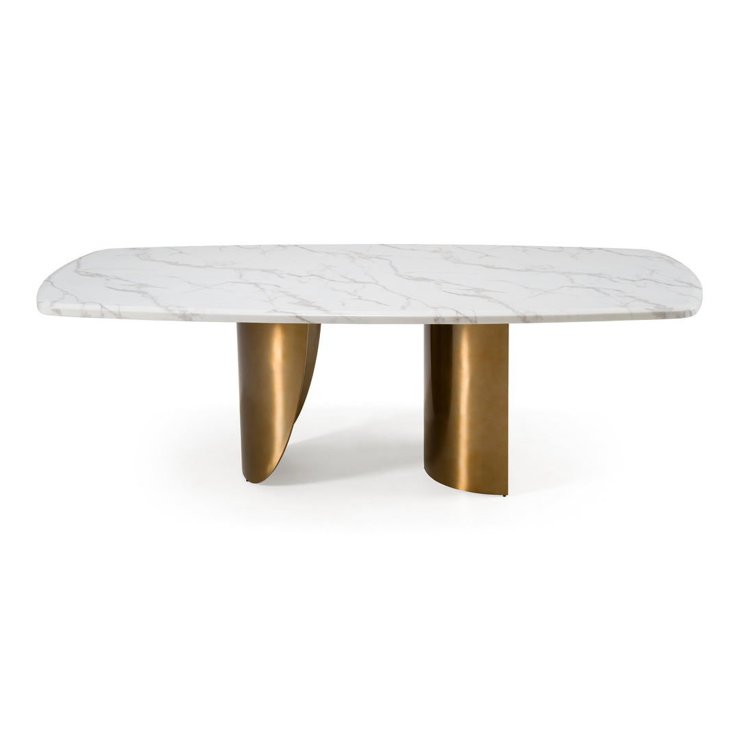 Reynold - Glam Faux Marble + Gold Stainless Steel 94-Inch Dining Table