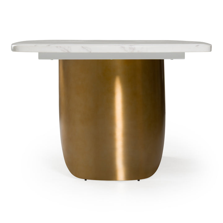 Reynold - Glam Faux Marble + Gold Stainless Steel 94-Inch Dining Table