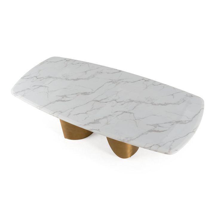 Reynold - Glam Faux Marble + Gold Stainless Steel 94-Inch Dining Table