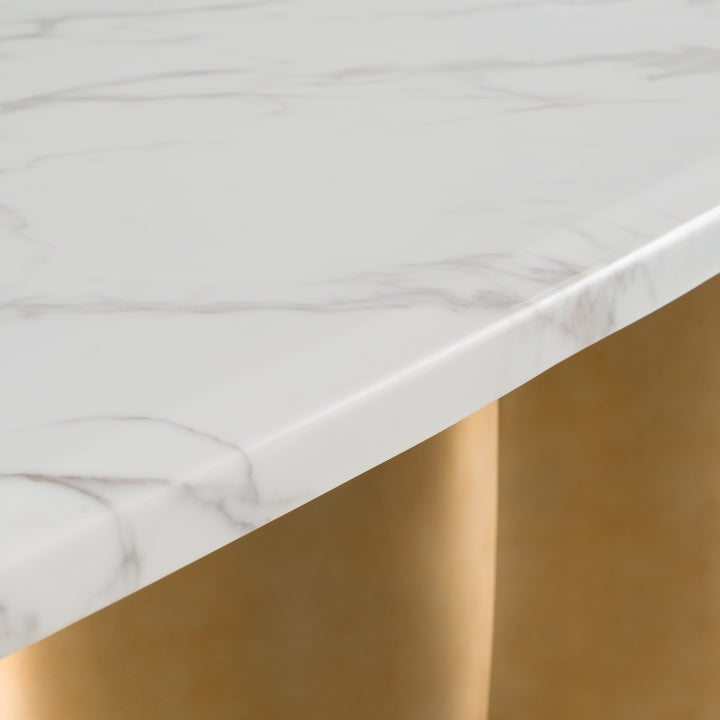 Reynold - Glam Faux Marble + Gold Stainless Steel 94-Inch Dining Table