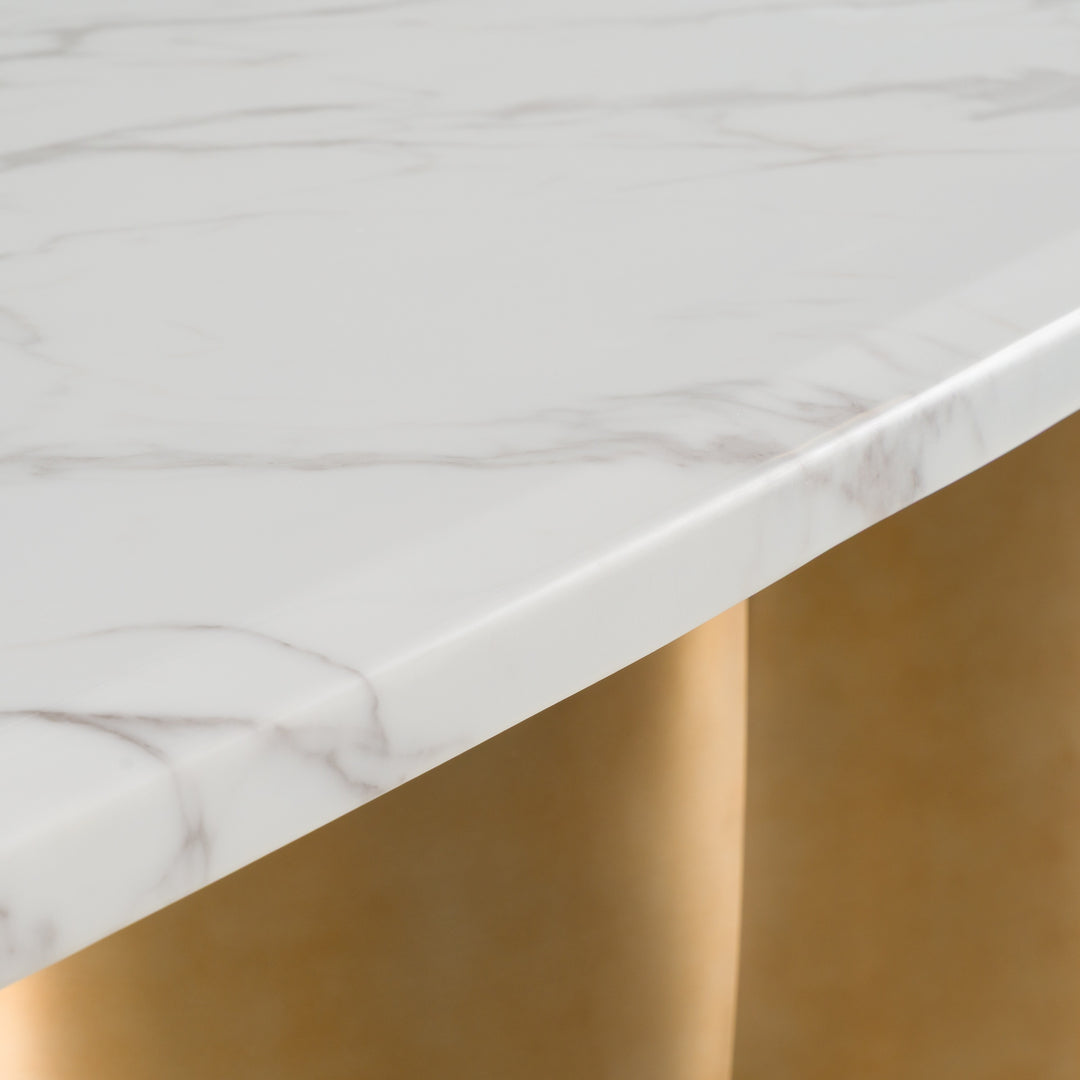 Reynold - Glam Faux Marble + Gold Stainless Steel 94-Inch Dining Table