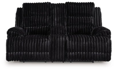 Rhine Falls Power Reclining Loveseat with Console - Black Reclining Loveseat modern furniture Contempo Furniture