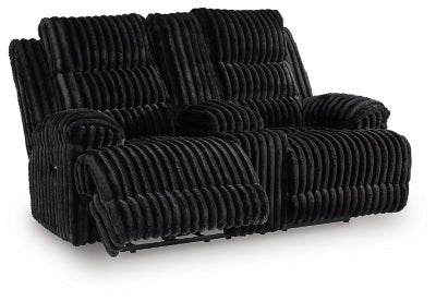 Rhine Falls Power Reclining Loveseat with Console - Black Reclining Loveseat modern furniture Contempo Furniture