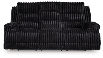 Rhine Falls Power Reclining Sofa with Drop Down Table - Black Reclining Sofa modern furniture Contempo Furniture
