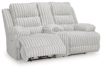 Rhines Falls Power Reclining Loveseat with Console - Gray Reclining Loveseat modern furniture Contempo Furniture