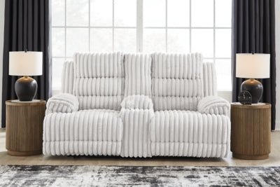 Rhines Falls Power Reclining Loveseat with Console - Gray Reclining Loveseat modern furniture Contempo Furniture