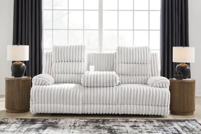 Rhines Falls Power Reclining Sofa with Drop Down Table - Gray Reclining Sofa modern furniture Contempo Furniture