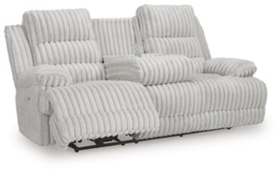 Rhines Falls Power Reclining Sofa with Drop Down Table - Gray Reclining Sofa modern furniture Contempo Furniture