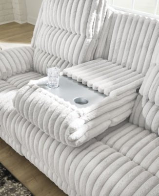 Rhines Falls Power Reclining Sofa with Drop Down Table - Gray Reclining Sofa modern furniture Contempo Furniture