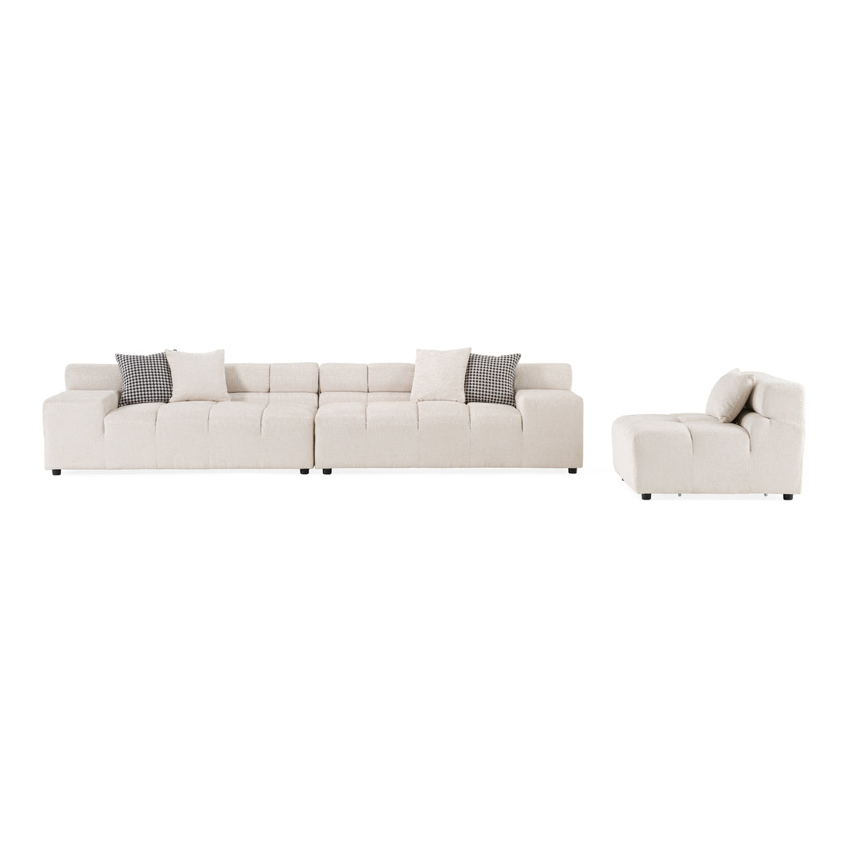 Rhonda - Modern Ivory Beige Fabric Modular Sectional Sofa