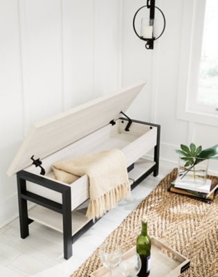 Rhyson Storage Bench - White Storage Bench modern furniture Contempo Furniture