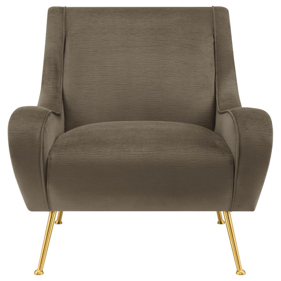 Ricci - Upholstered Saddle Arm Accent Chair - Truffle Arm Chair modern furniture Contempo Furniture