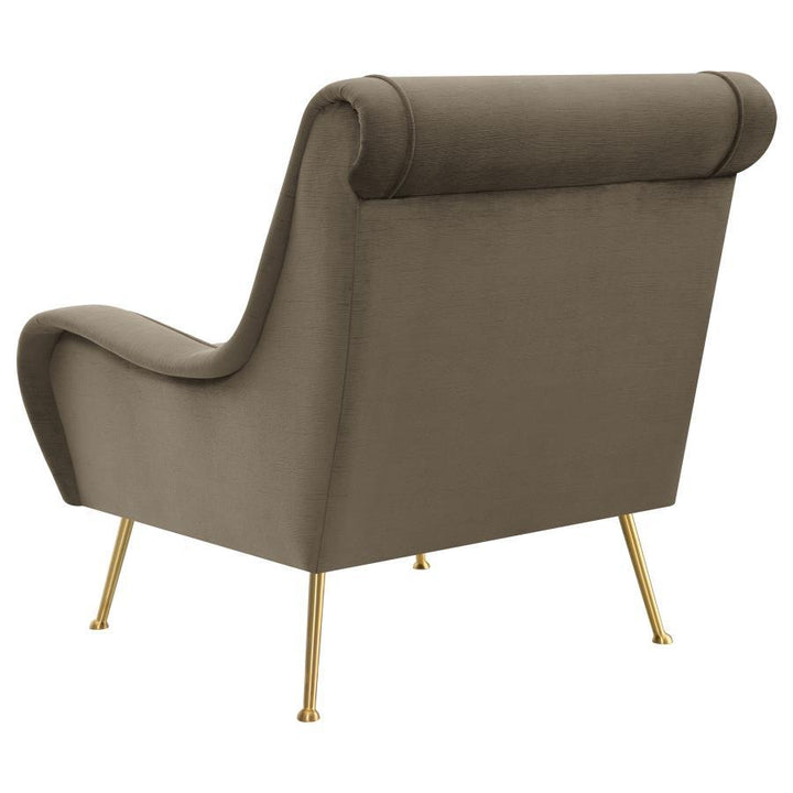 Ricci - Upholstered Saddle Arm Accent Chair - Truffle Arm Chair modern furniture Contempo Furniture