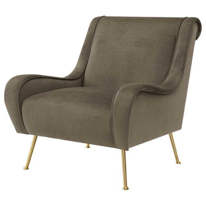 Ricci - Upholstered Saddle Arm Accent Chair - Truffle Arm Chair modern furniture Contempo Furniture