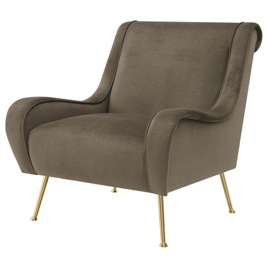 Ricci - Upholstered Saddle Arm Accent Chair - Truffle Arm Chair modern furniture Contempo Furniture