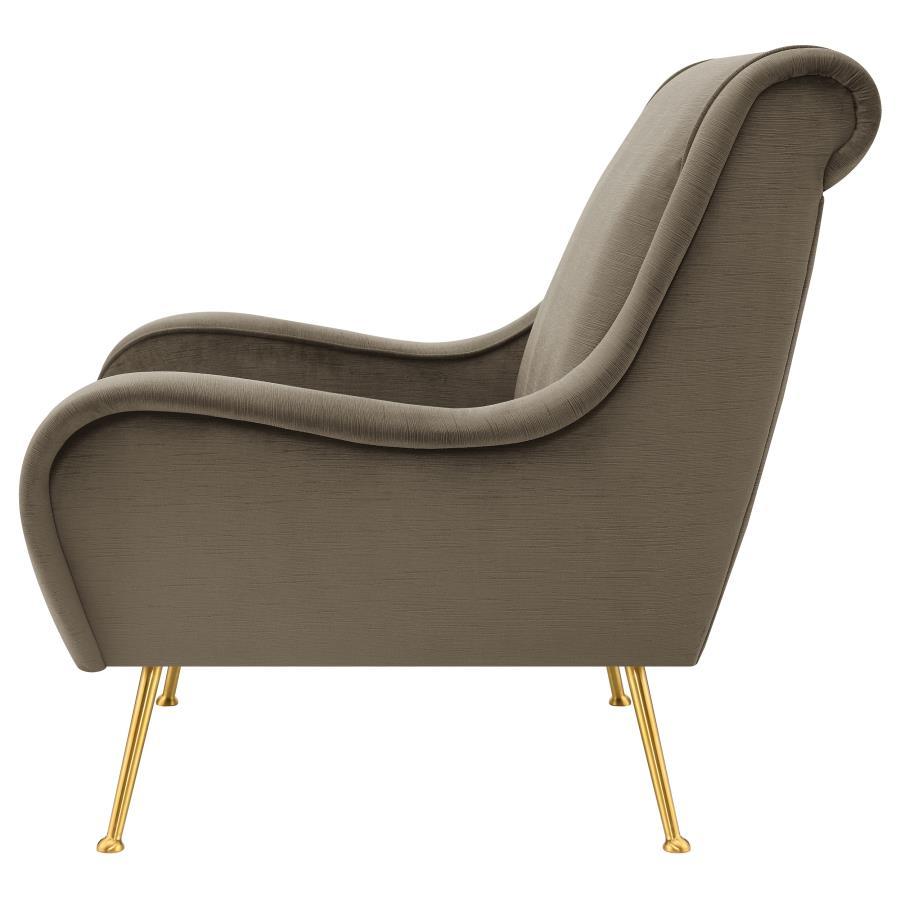 Ricci - Upholstered Saddle Arm Accent Chair - Truffle Arm Chair modern furniture Contempo Furniture