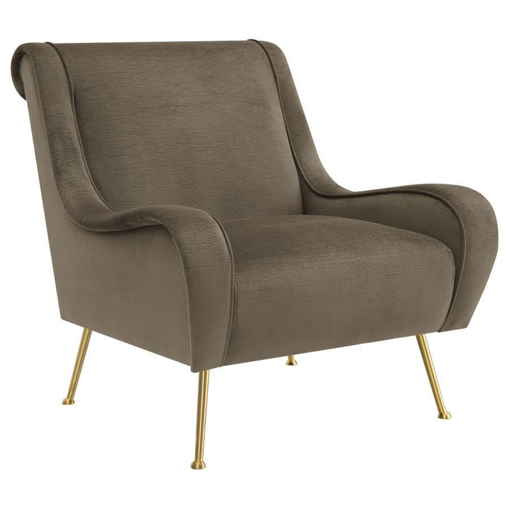 Ricci - Upholstered Saddle Arm Accent Chair - Truffle Arm Chair modern furniture Contempo Furniture