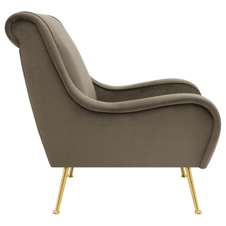 Ricci - Upholstered Saddle Arm Accent Chair - Truffle Arm Chair modern furniture Contempo Furniture