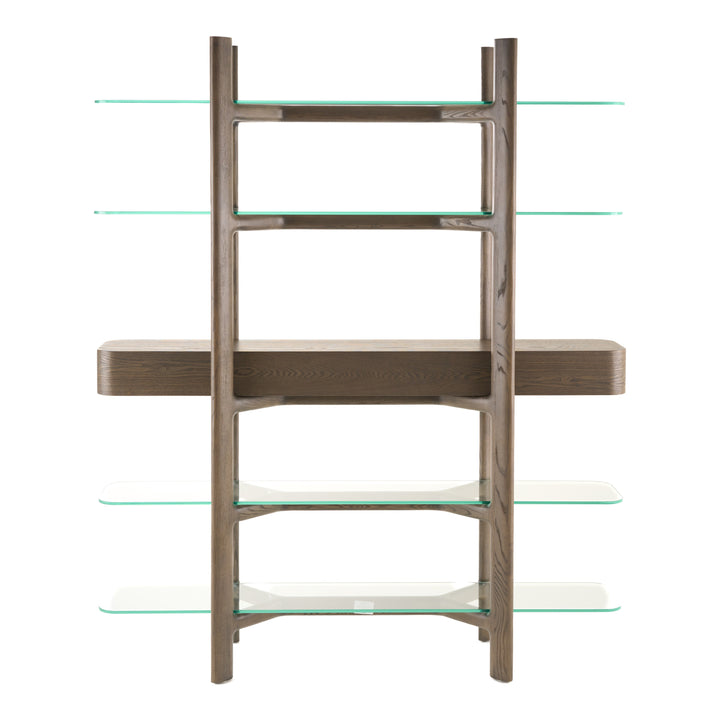 Rinaldi - Mid-Century Modern Grey Ash + Glass Bookshelf