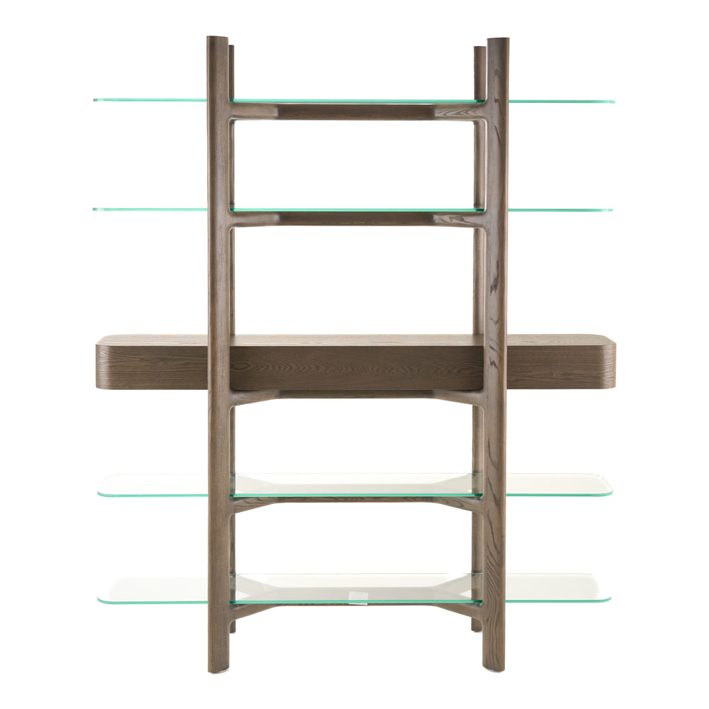 Rinaldi - Mid-Century Modern Grey Ash + Glass Bookshelf