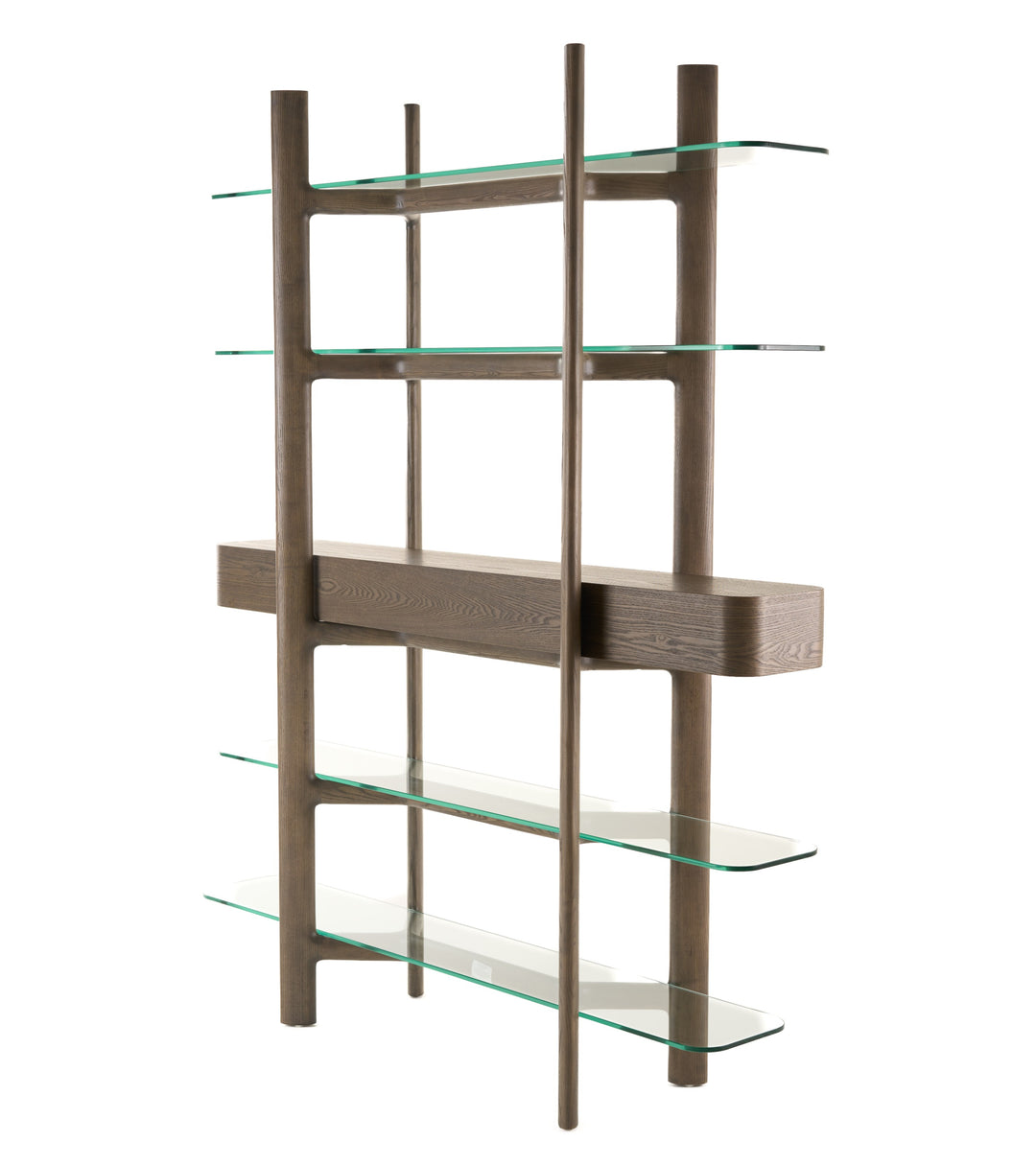 Rinaldi - Mid-Century Modern Grey Ash + Glass Bookshelf