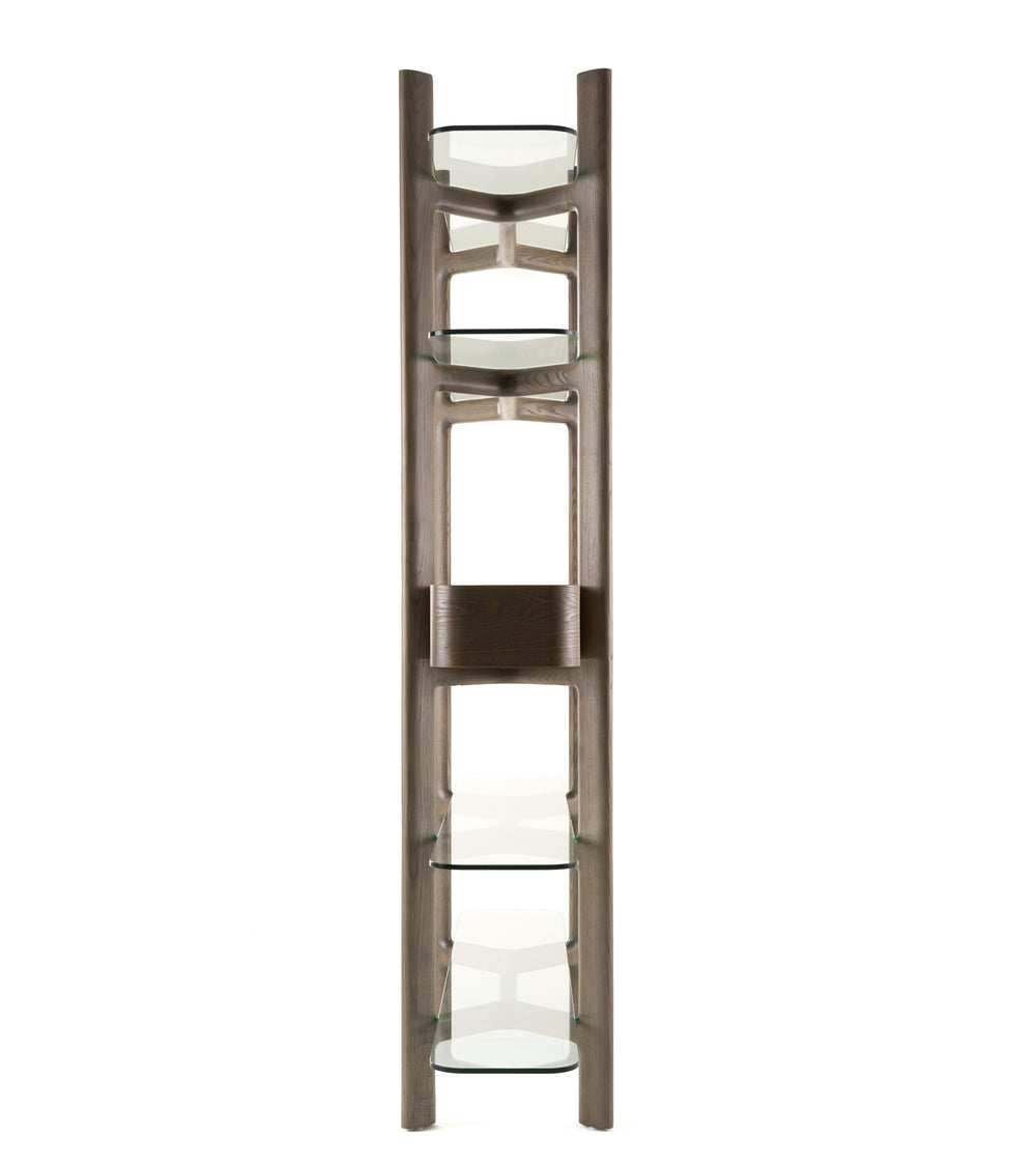 Rinaldi - Mid-Century Modern Grey Ash + Glass Bookshelf - View 3