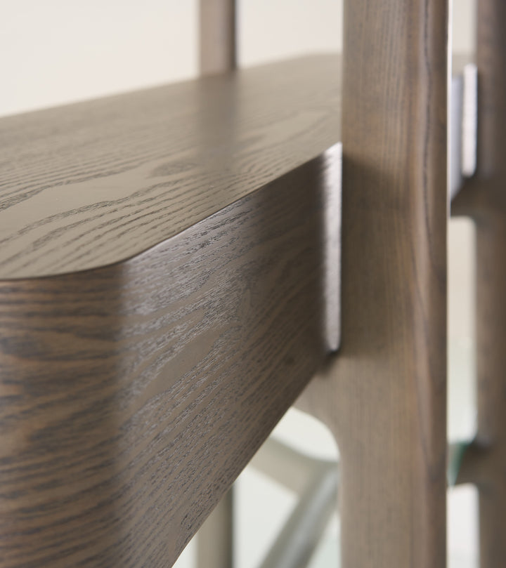 Rinaldi - Mid-Century Modern Grey Ash + Glass Bookshelf